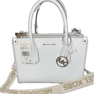 Michael Kors Optic White Maple SM Satchel W/WBG Leather